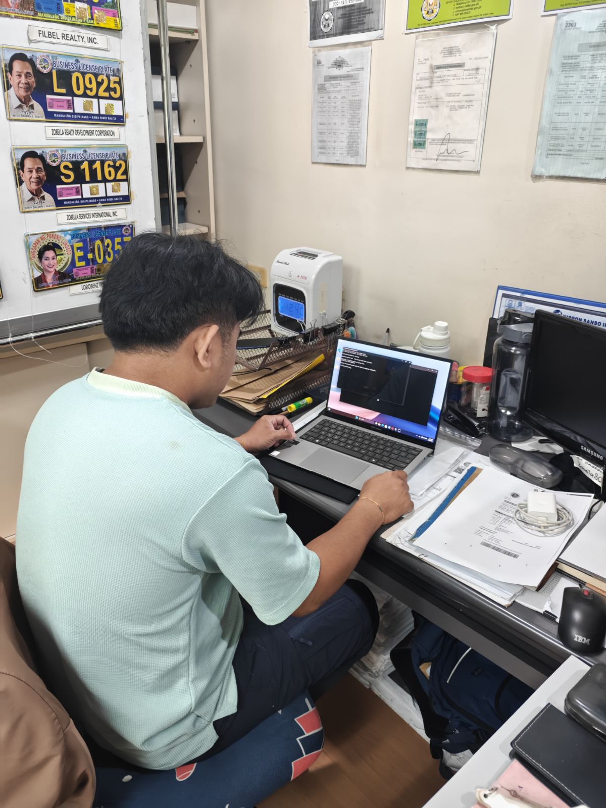 Configuring a laptop for client use.